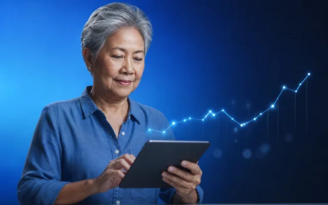 Standardized cognitive test result displayed as a clear measured score chart on a tablet in soft blue light