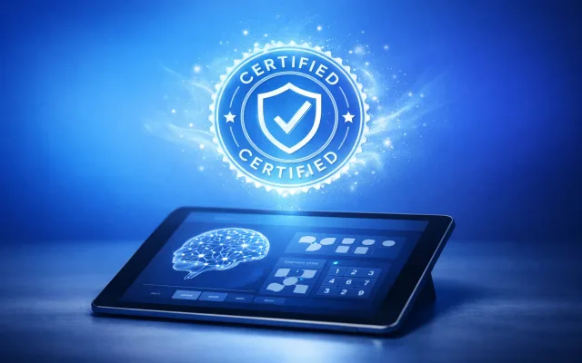 Checklist and shield icon representing review standards for cognitive tests